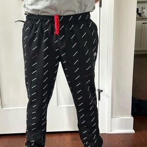 Champion Black and Red Sweatpants with Tapered Fit